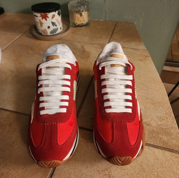 Red and white shoes with TF on it - Picture 3 of 9